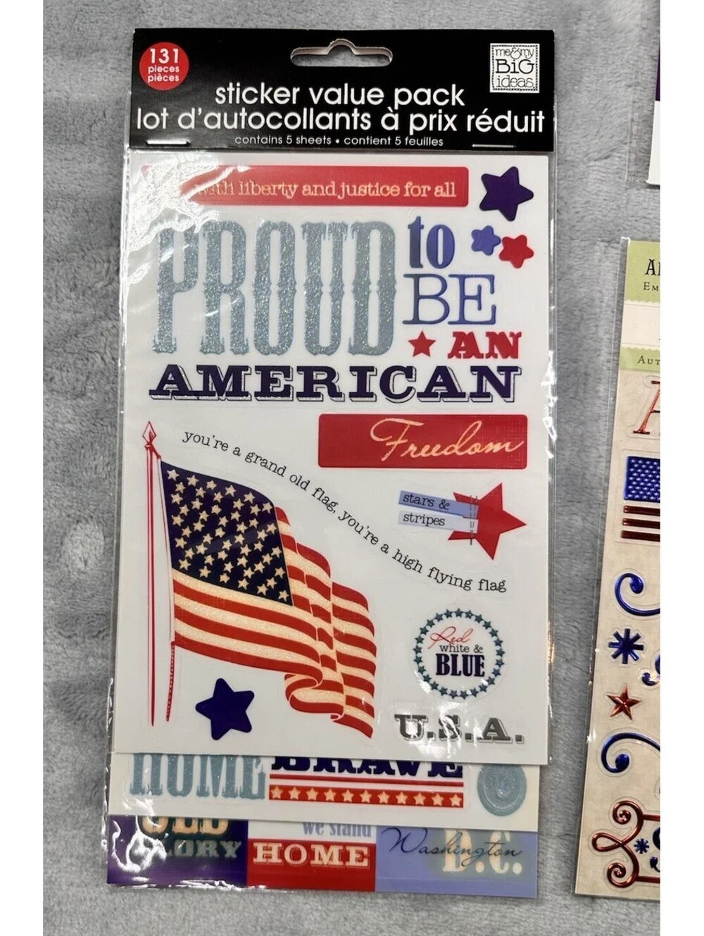 4th of July Celebration. Flags, Patriotic Stars Stripes Scrapbooking Lot